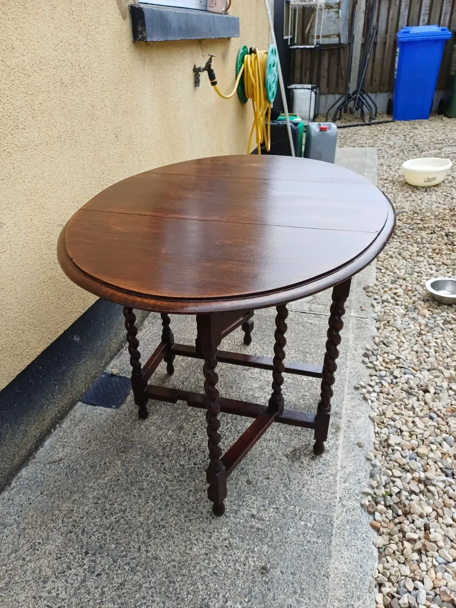 Antique Solid Oak Gateleg Drop Leaf Table - Image 2