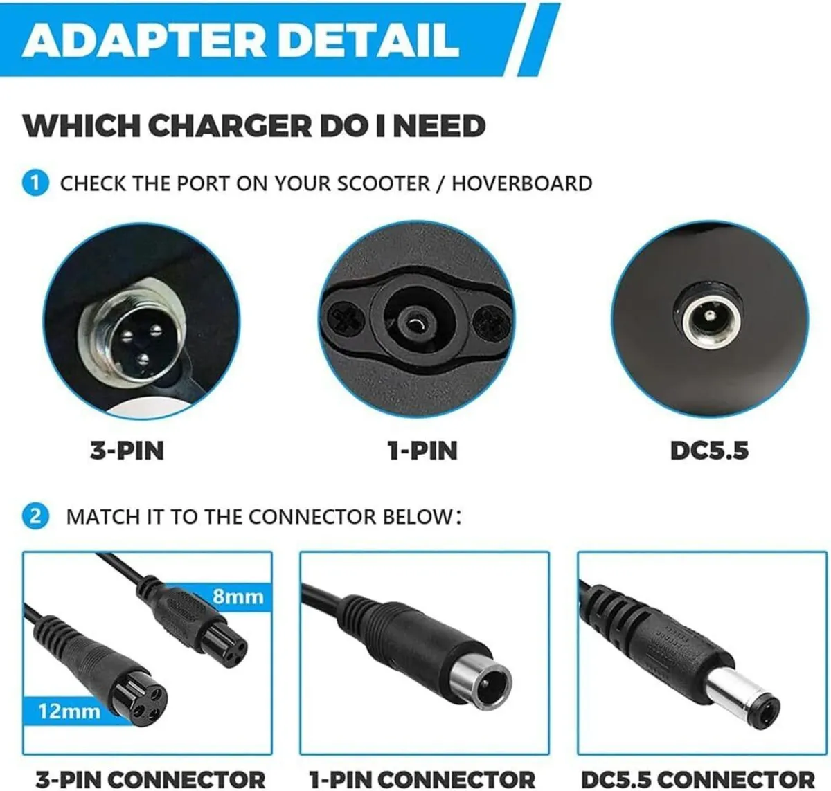 Scooter & Hoverboard Charger Power Adapter - Image 4