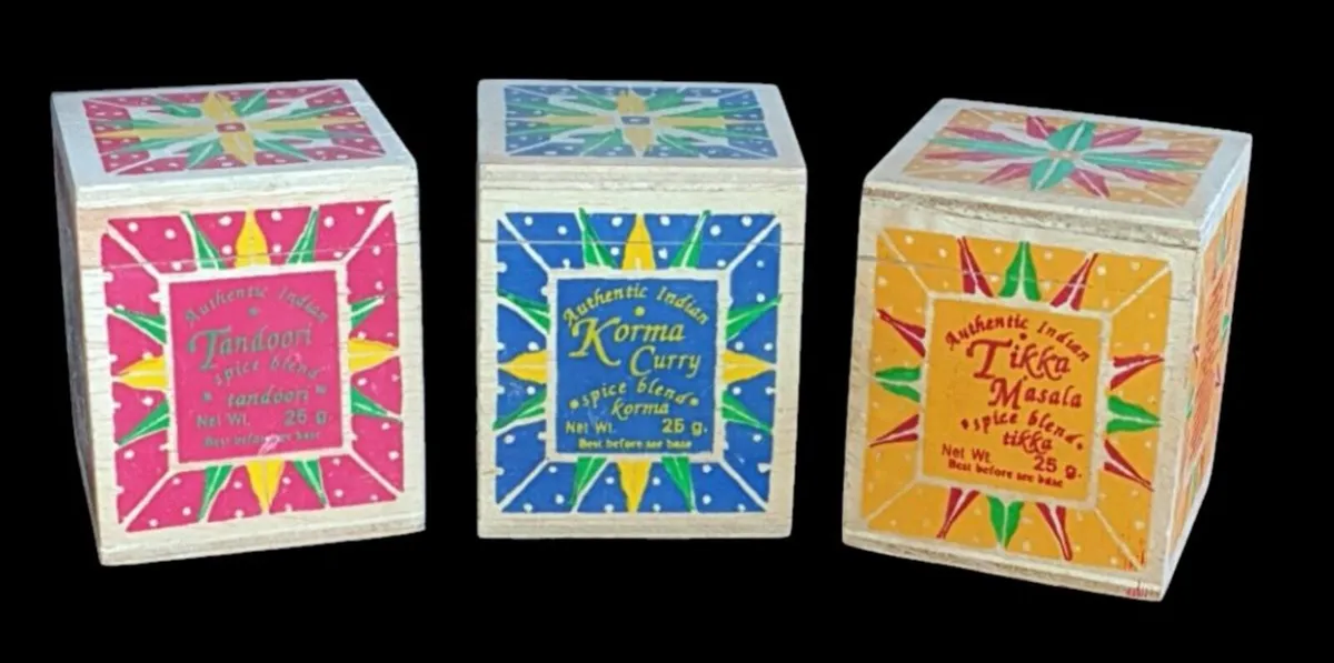 Trio Of Vintage Harrods Hand-Painted Spice Boxes - Image 1