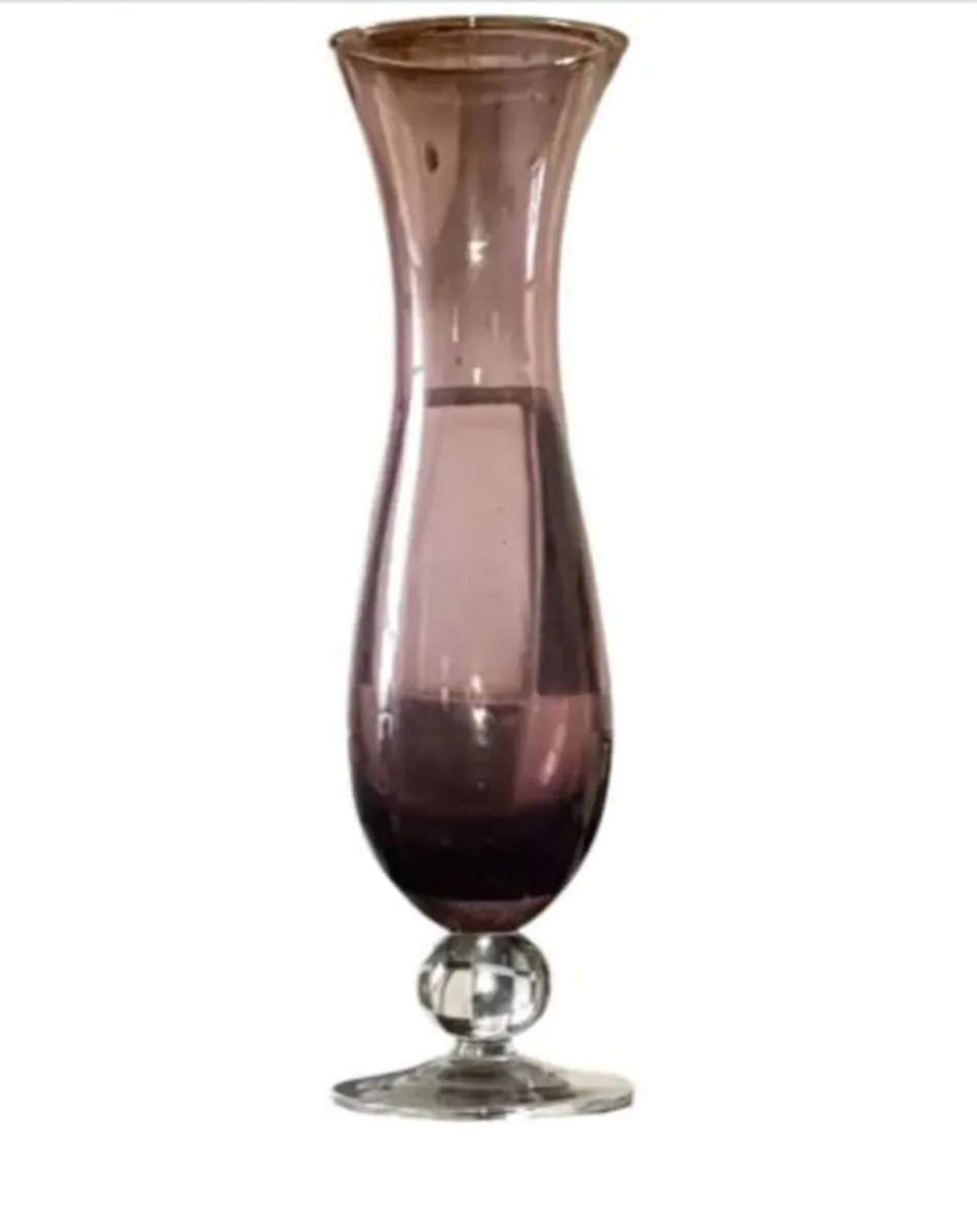 Vintage Harrods Amethyst Art Glass Vase - Image 3
