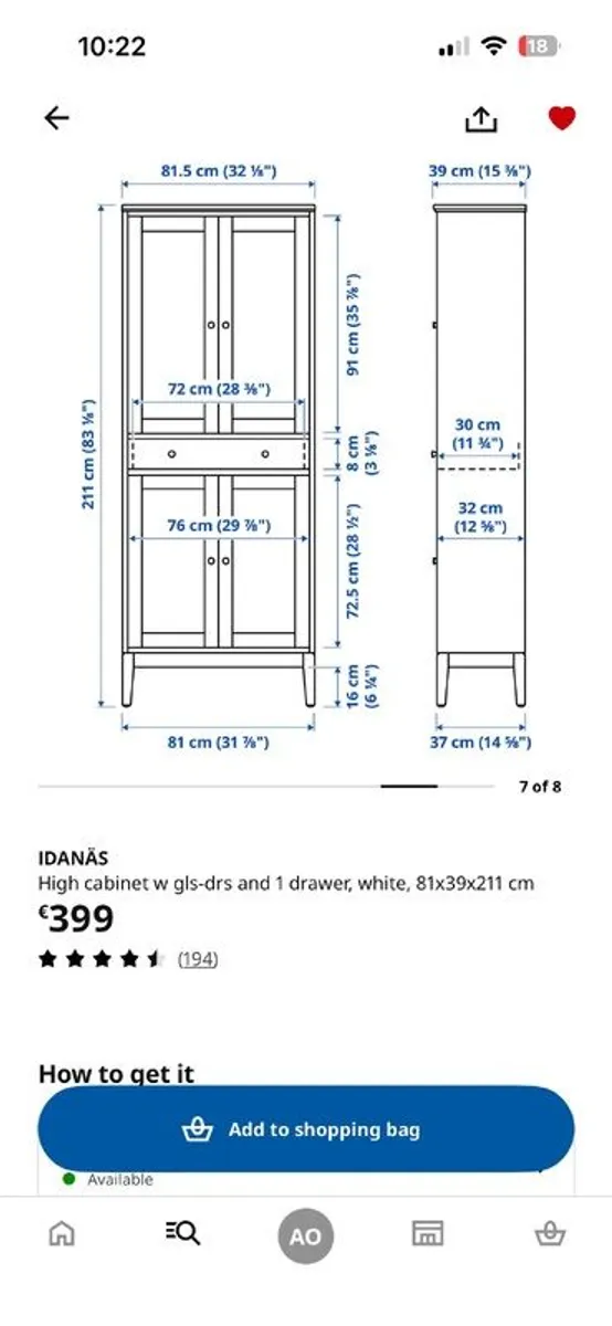 Ikea High Cabinet - Image 1