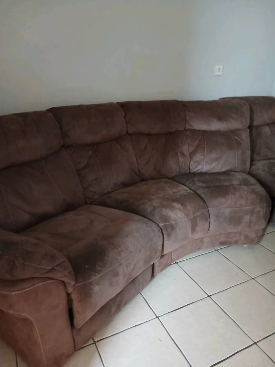 Brown velvet corner recliner