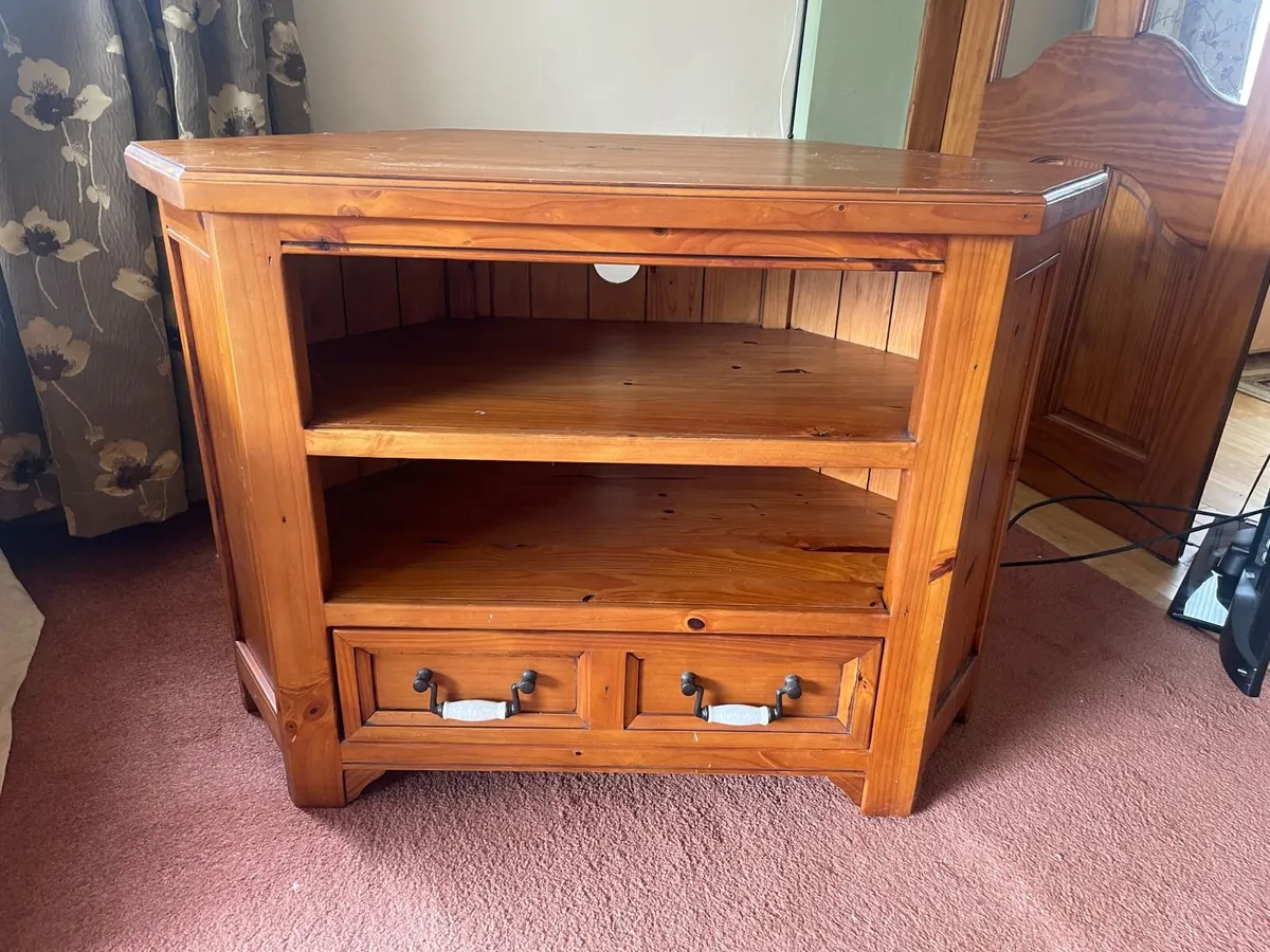 Solid Pine Corner TV Unit  /  Media Cabinet - Image 1