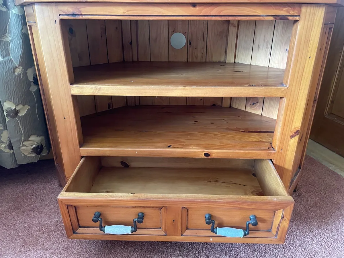 Solid Pine Corner TV Unit  /  Media Cabinet - Image 2