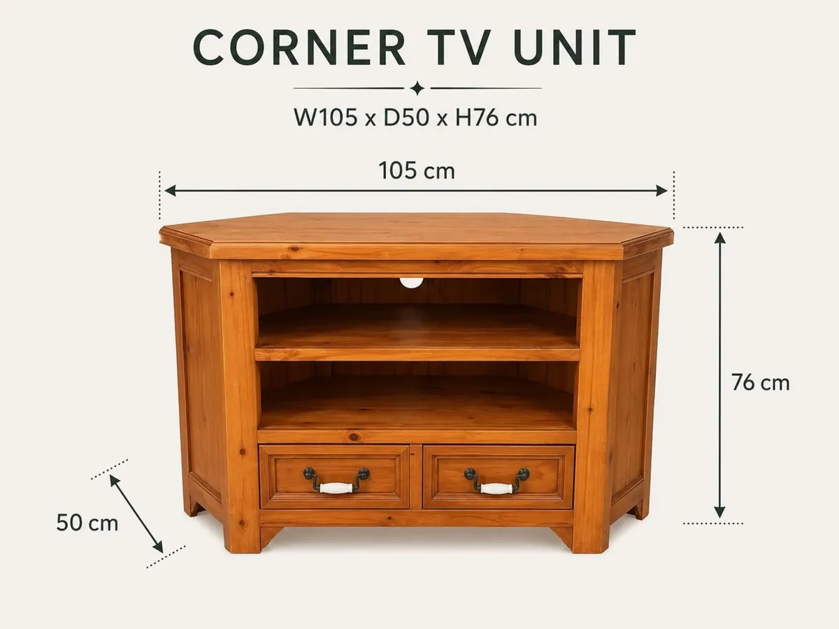 Solid Pine Corner TV Unit  /  Media Cabinet - Image 4