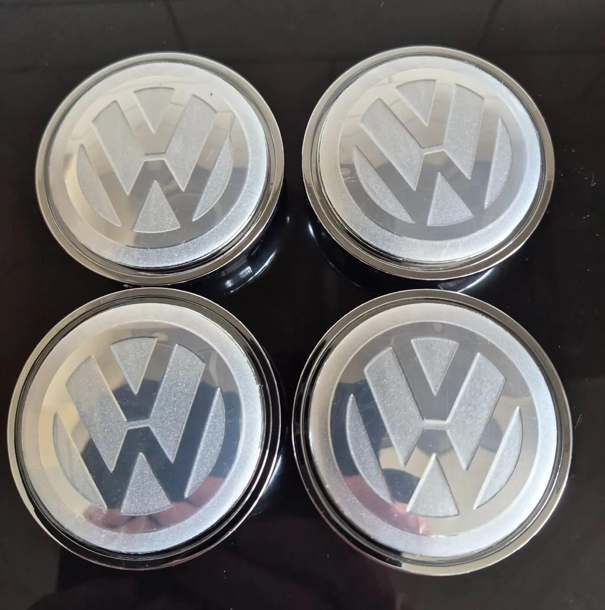 Silver VW centre caps (65mm) FREE POST
