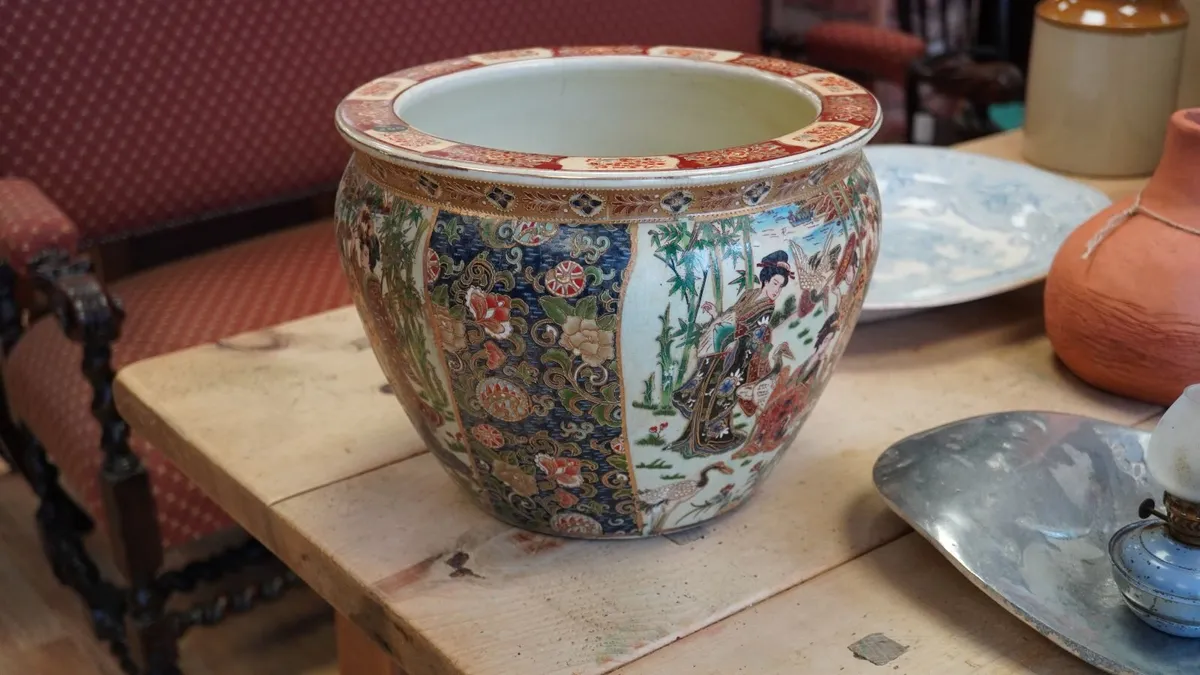 Large Decorative Ceramic Fish Bowl / Planter - Image 1