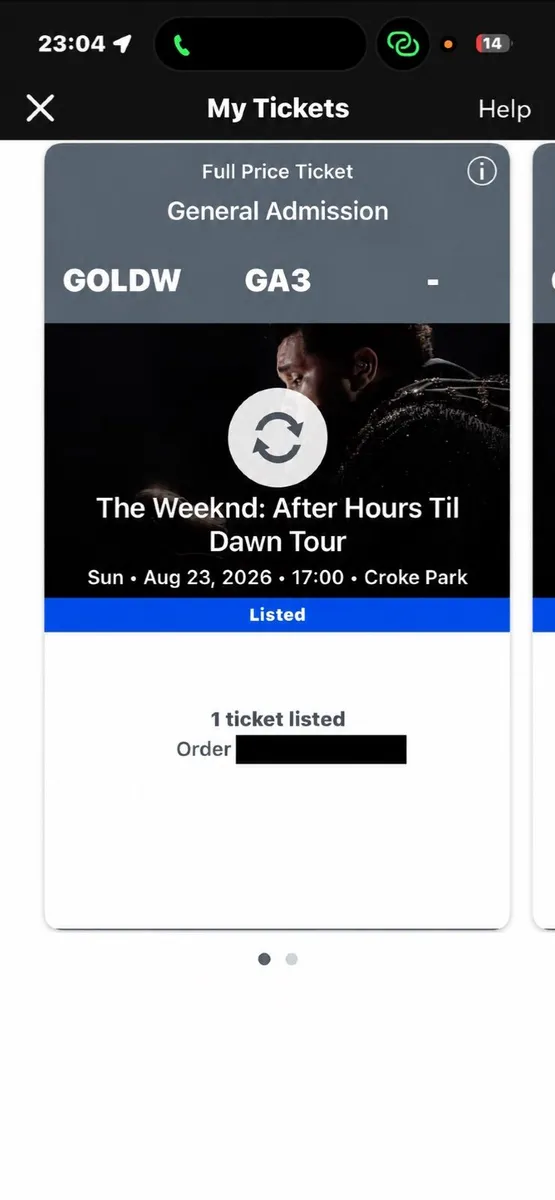 Selling 2 x The Weeknd – Gold Circle West - Image 1