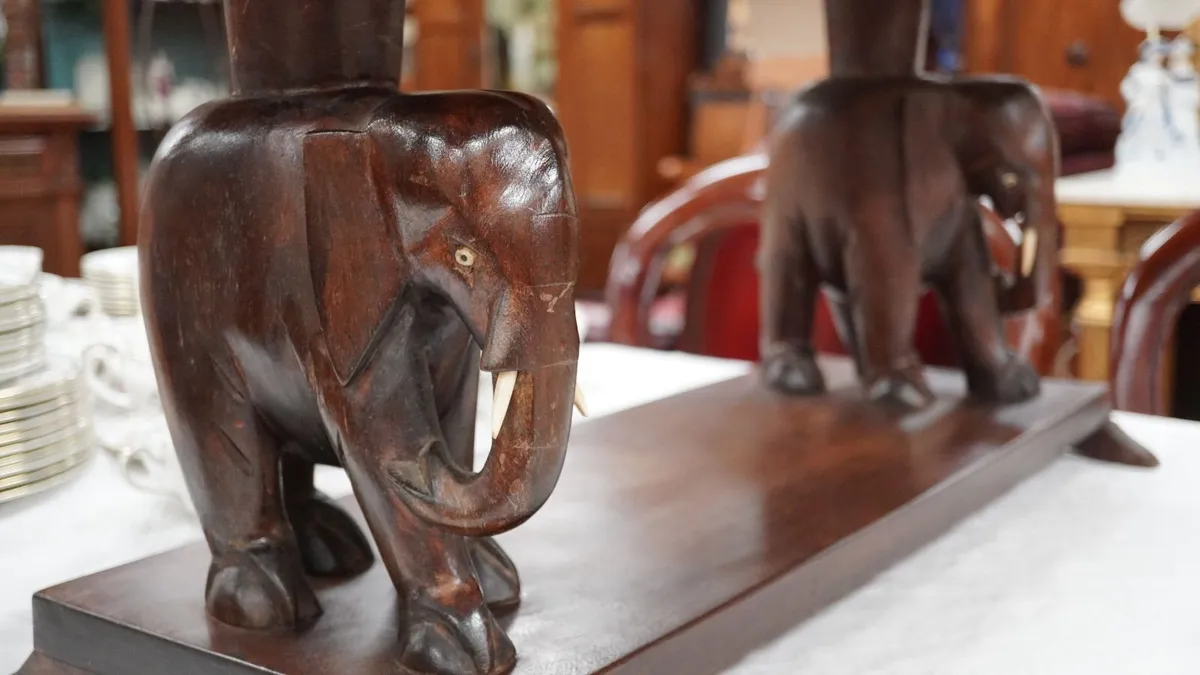 Vintage Carved Elephant Coffee Table - Image 3