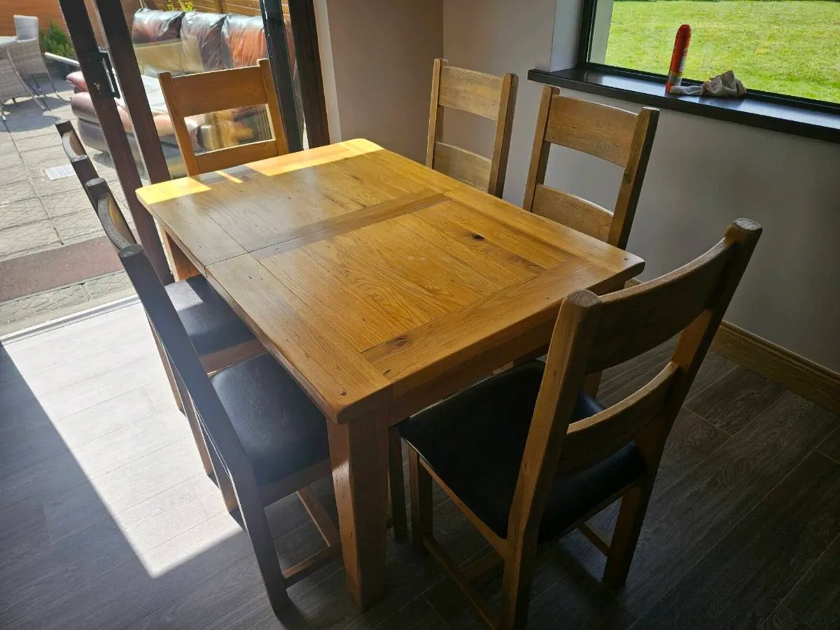 Solid Hardwood Extending Dining Table with 6 Chair - Image 1