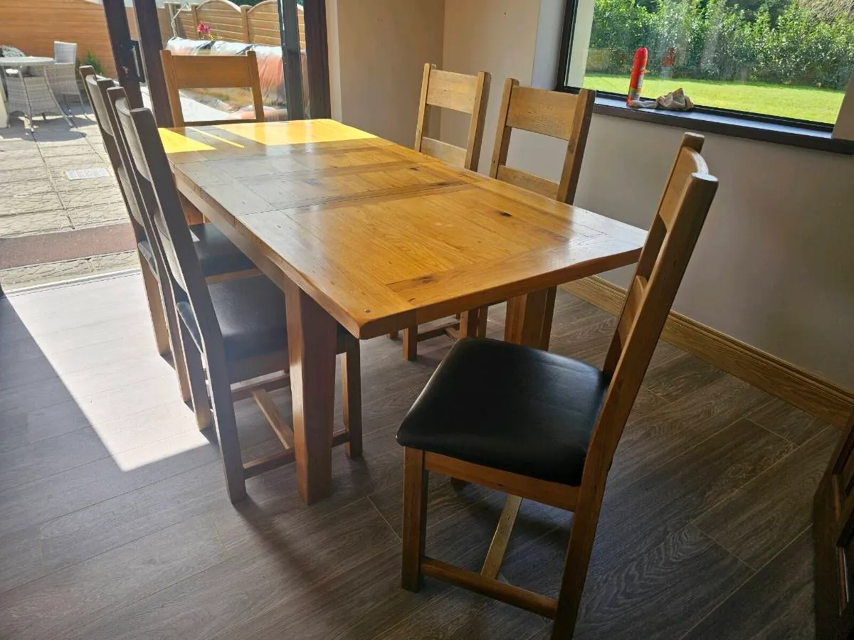 Solid Hardwood Extending Dining Table with 6 Chair - Image 2