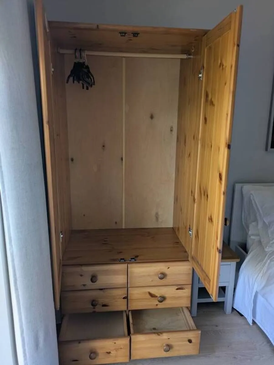 solid pine wardrobe with drawers. - Image 2