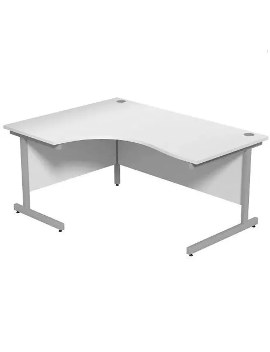 Ashford 1600mm Radial Office Desk – White or Beech - Image 1