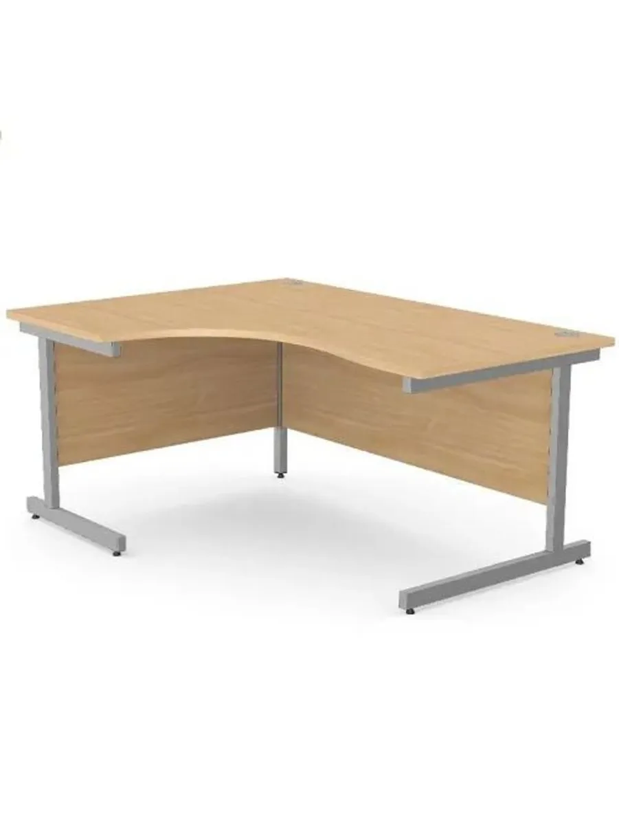 Ashford 1600mm Radial Office Desk – White or Beech - Image 2