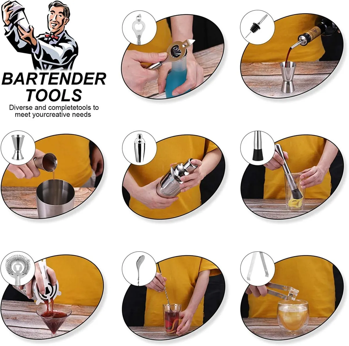 9-Piece Cocktail Shaker Kit with Stand - Image 4