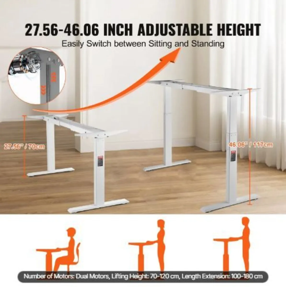 Standing Desk Frame Dual Motor, Adjustable - Image 4