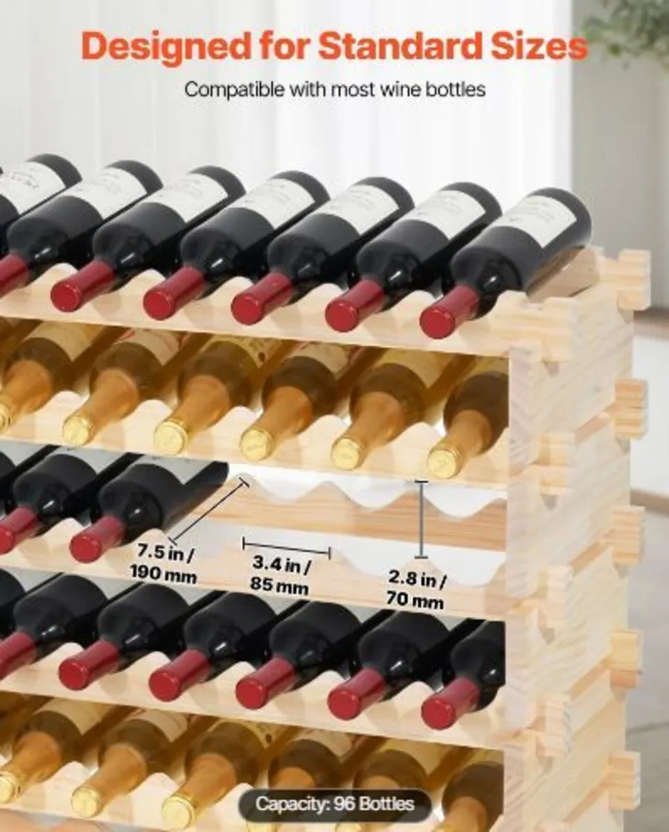 96 Bottle Stackable Modular Wine Rack, 8-Tier - Image 2