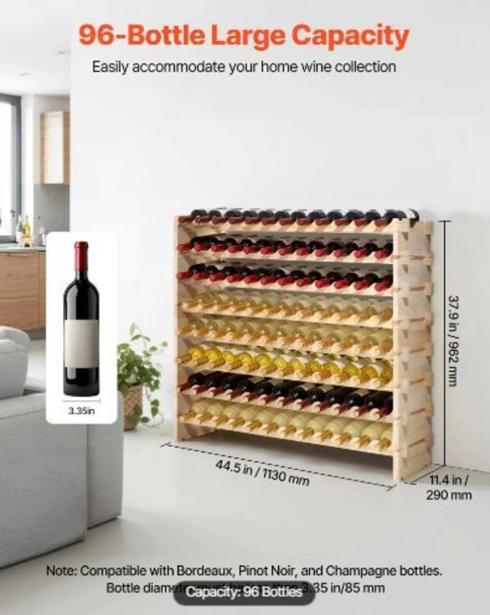 96 Bottle Stackable Modular Wine Rack, 8-Tier - Image 4
