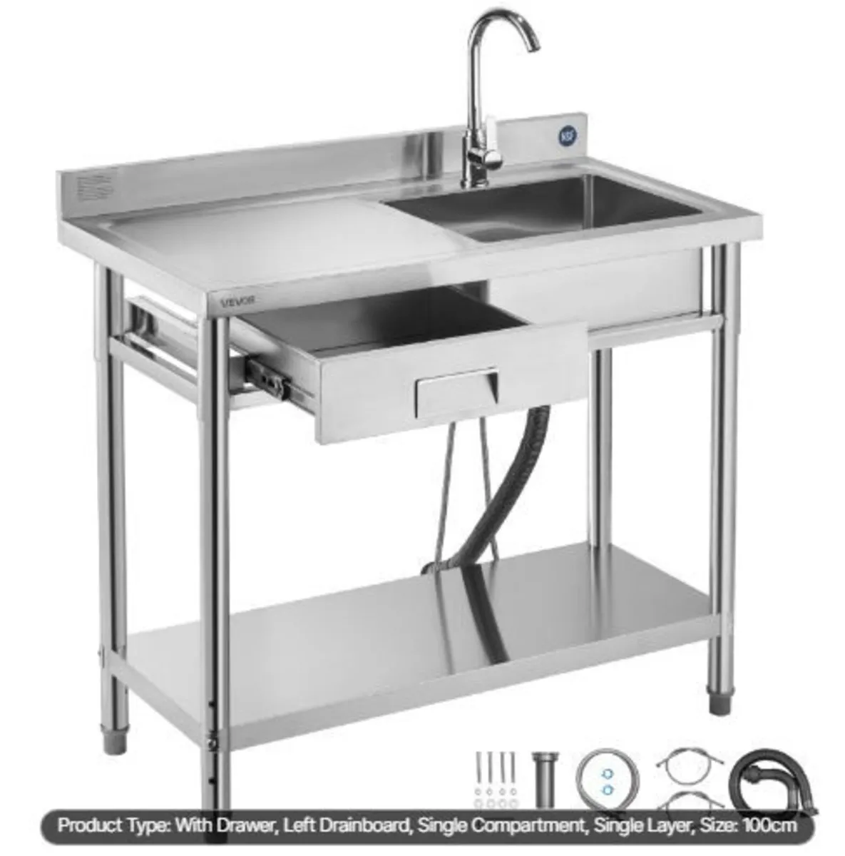 Stainless Steel Utility Sink, Free Standing - Image 1