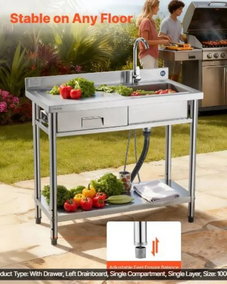 Stainless Steel Utility Sink, Free Standing - Image 2