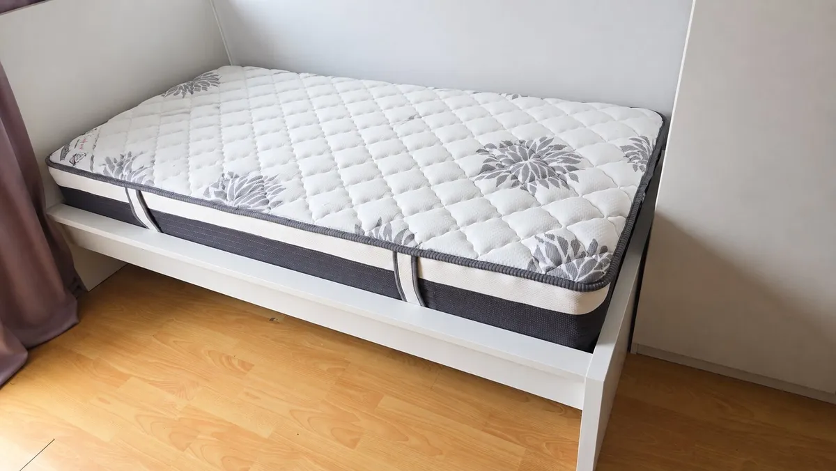 White Bed Frame with Mattress