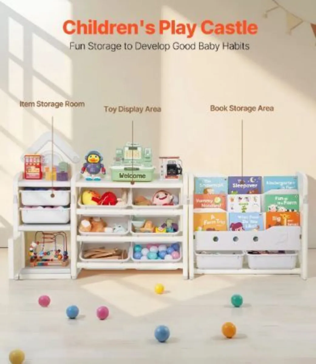 Kids Toy Storage with Bookshelf - Image 2