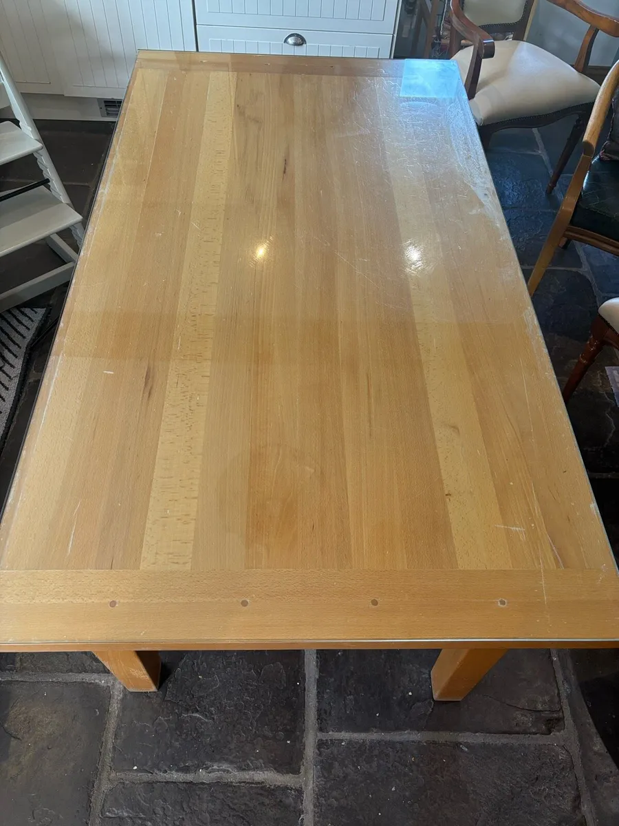 Solid Wood Kitchen Table with Glass top - Image 1