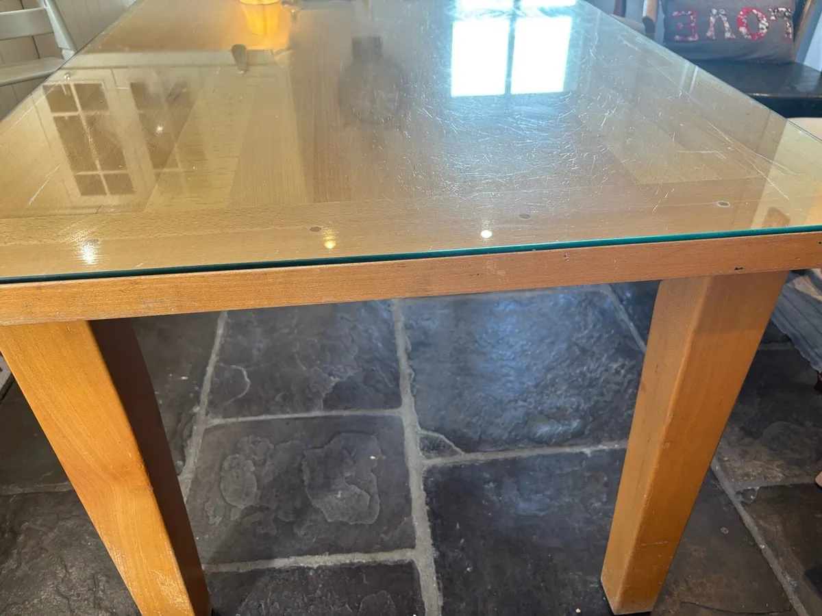 Solid Wood Kitchen Table with Glass top - Image 2