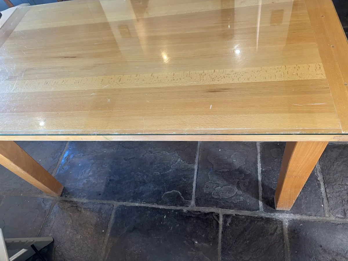 Solid Wood Kitchen Table with Glass top - Image 3