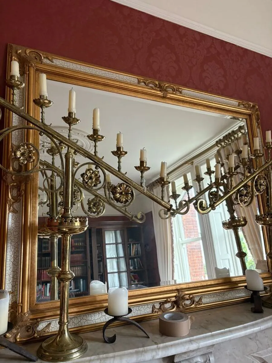Antique Pair Brass Church 9 Arm Candelabra - Image 3