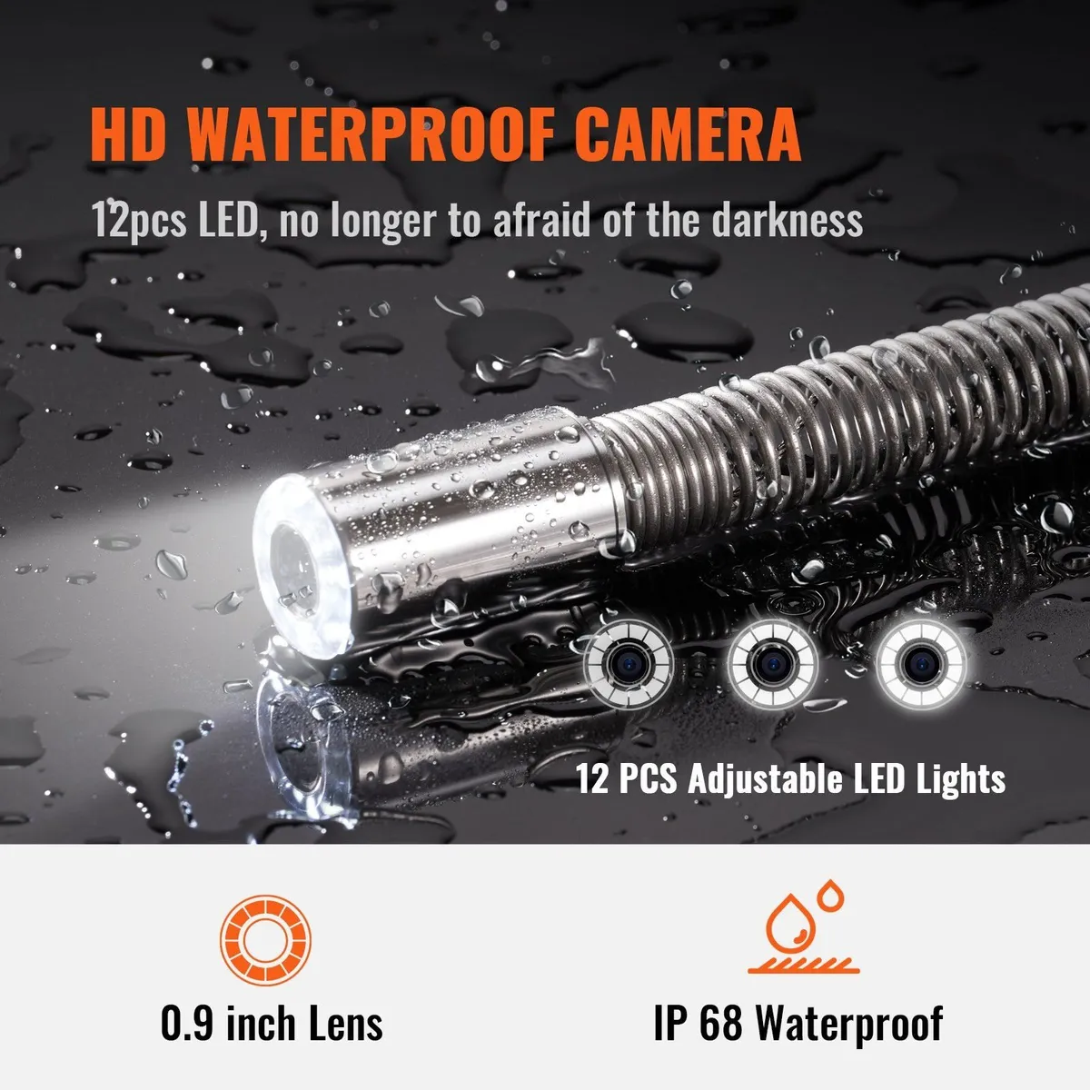 165ft Sewer Camera Pipe with 9in Inspection Camera - Image 2