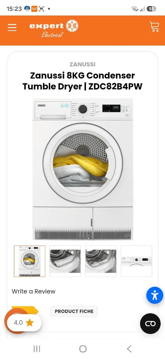 Zanussi condenser tumble drier only few months old - Image 1