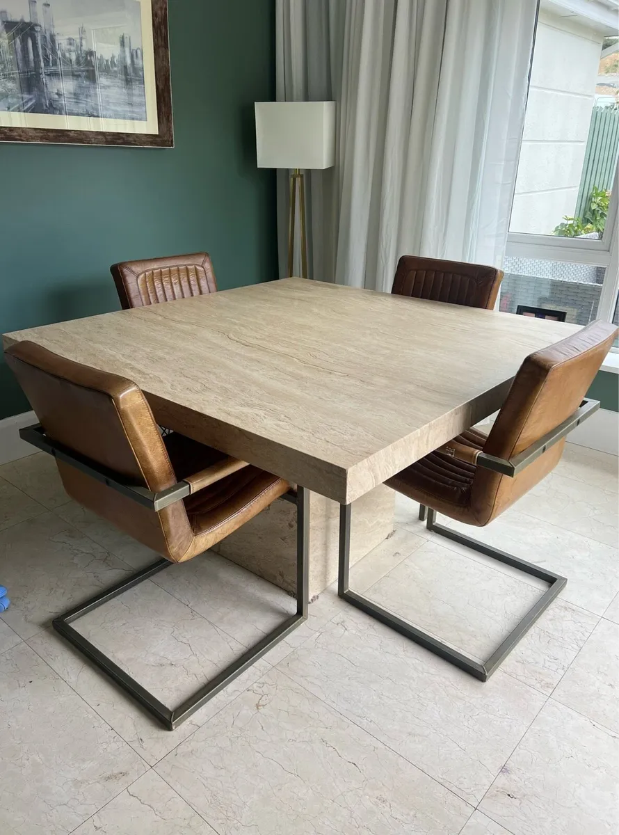 Solid Marble Square Dining Table - Image 1