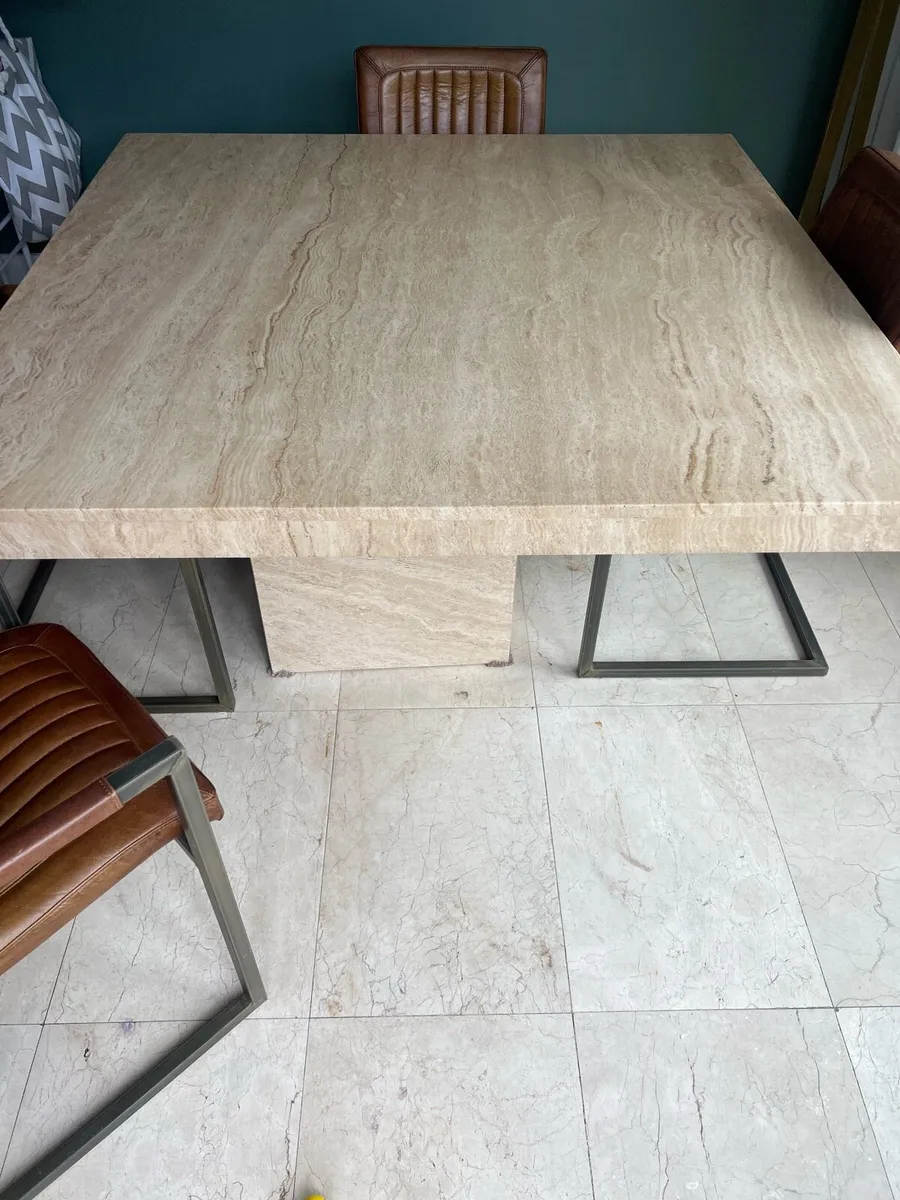 Solid Marble Square Dining Table - Image 4