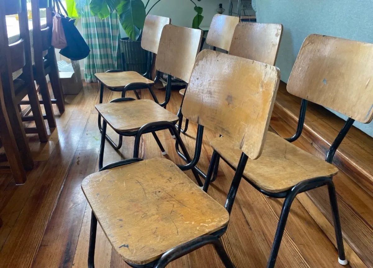 6 Vintage Industrial School Chairs (Adult Size) - Image 2