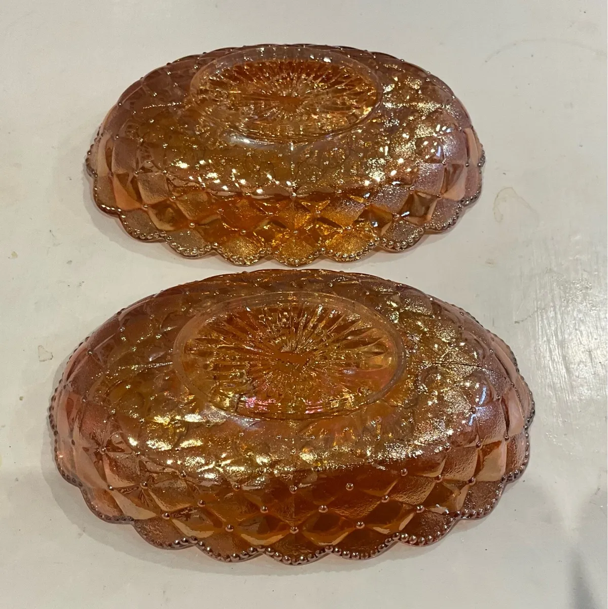 Set of 2 Oval CARNIVAL Glass Dishes - Image 4
