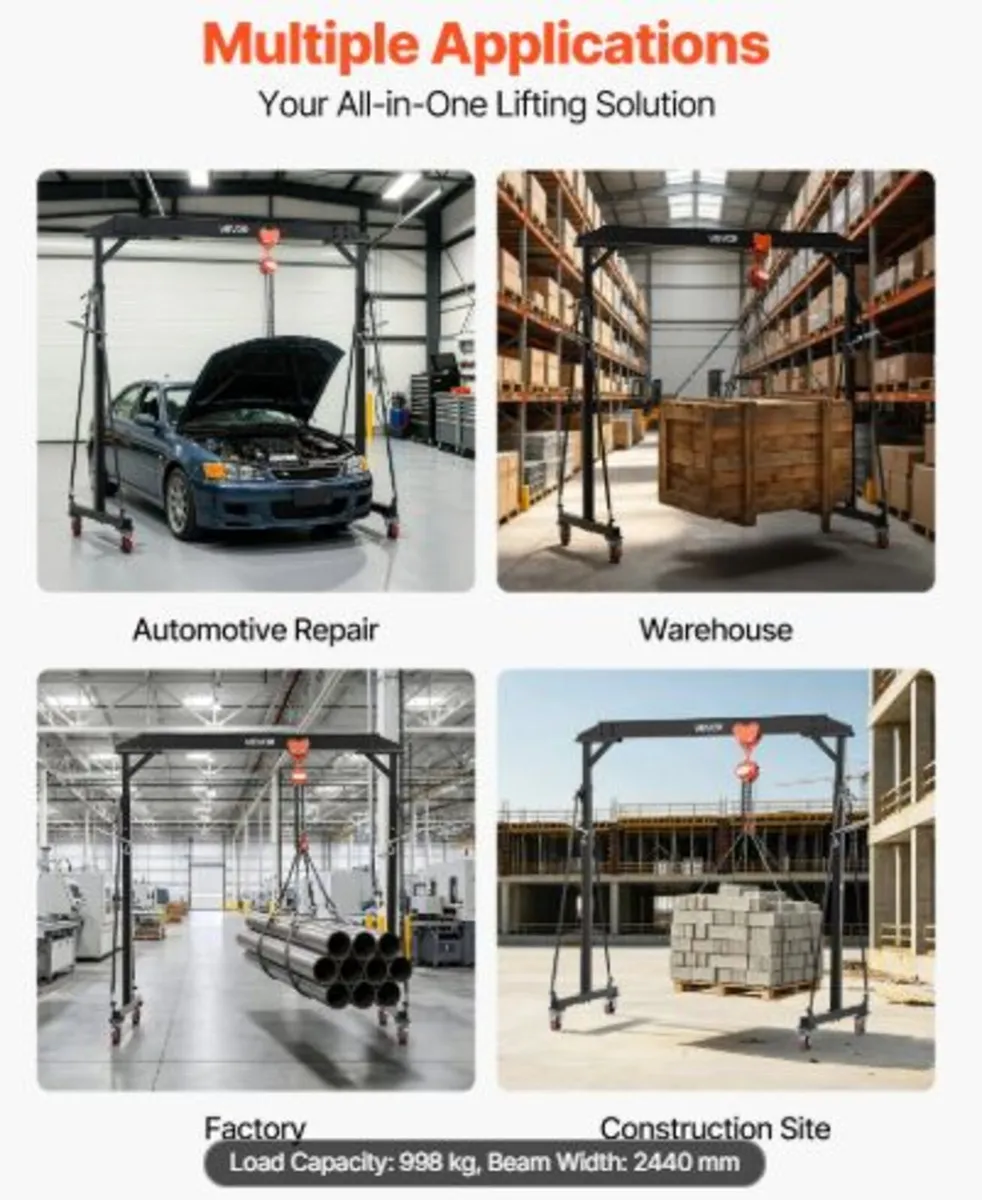 Adjustable Gantry Crane,997.9kg Capacity,Portable - Image 4