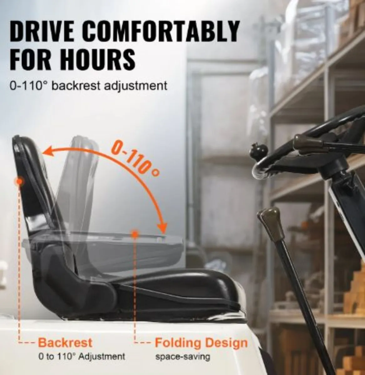 Universal Forklift Seat, Fold Down Tractor Seat - Image 1