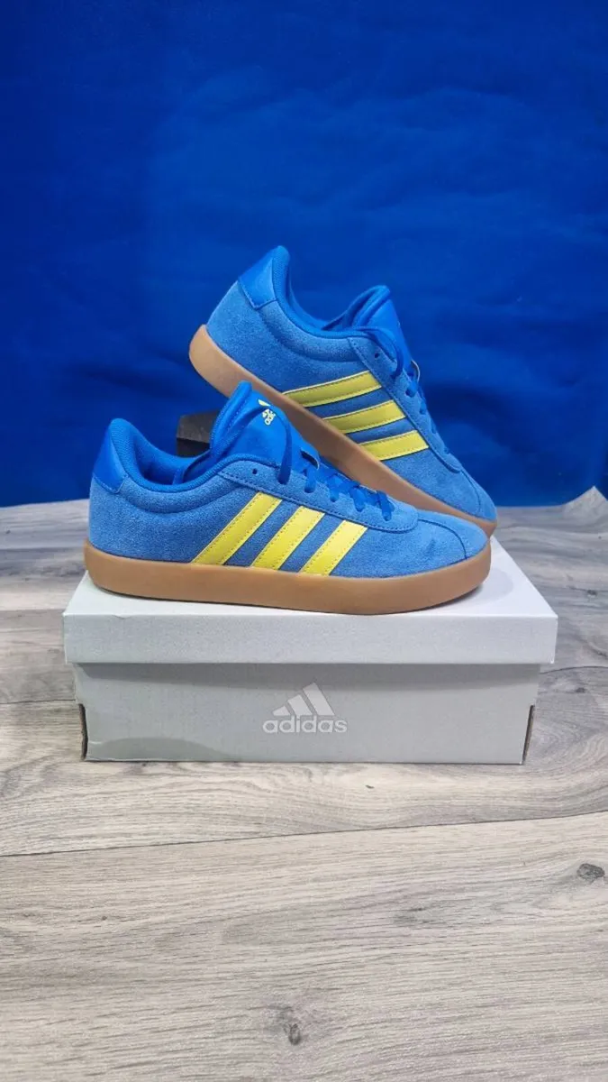 New Adidas VL Court Blue Suede / Yellow Unisex - Image 1