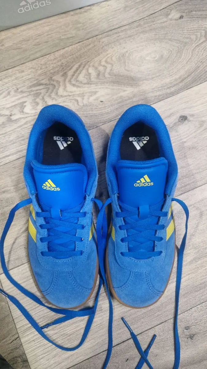 New Adidas VL Court Blue Suede / Yellow Unisex - Image 2