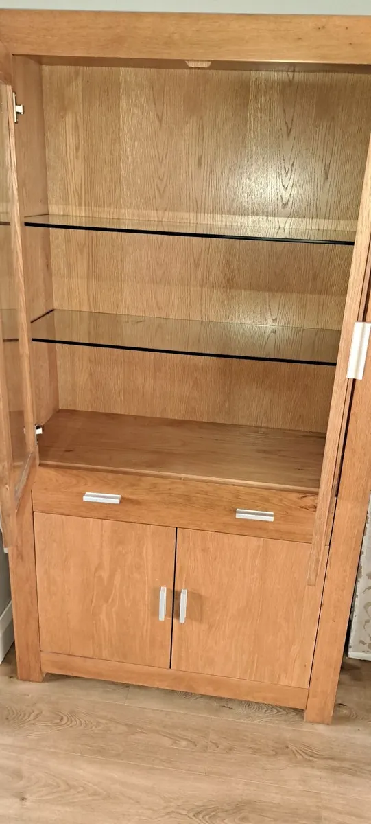 Solid Oak Glass Cabinet - Image 3