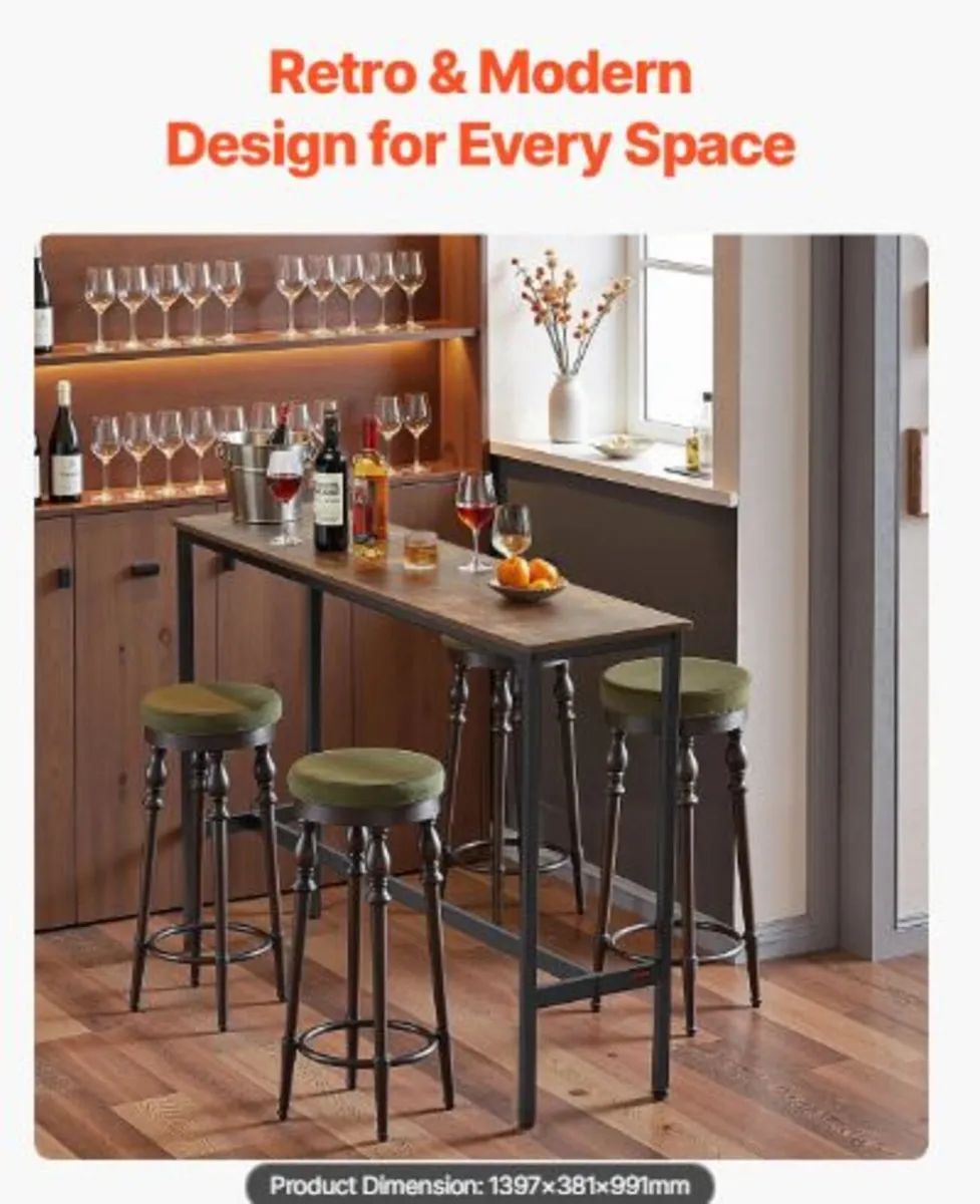 Bar Table, Sturdy Metal Frame High Top Pub Table, - Image 3