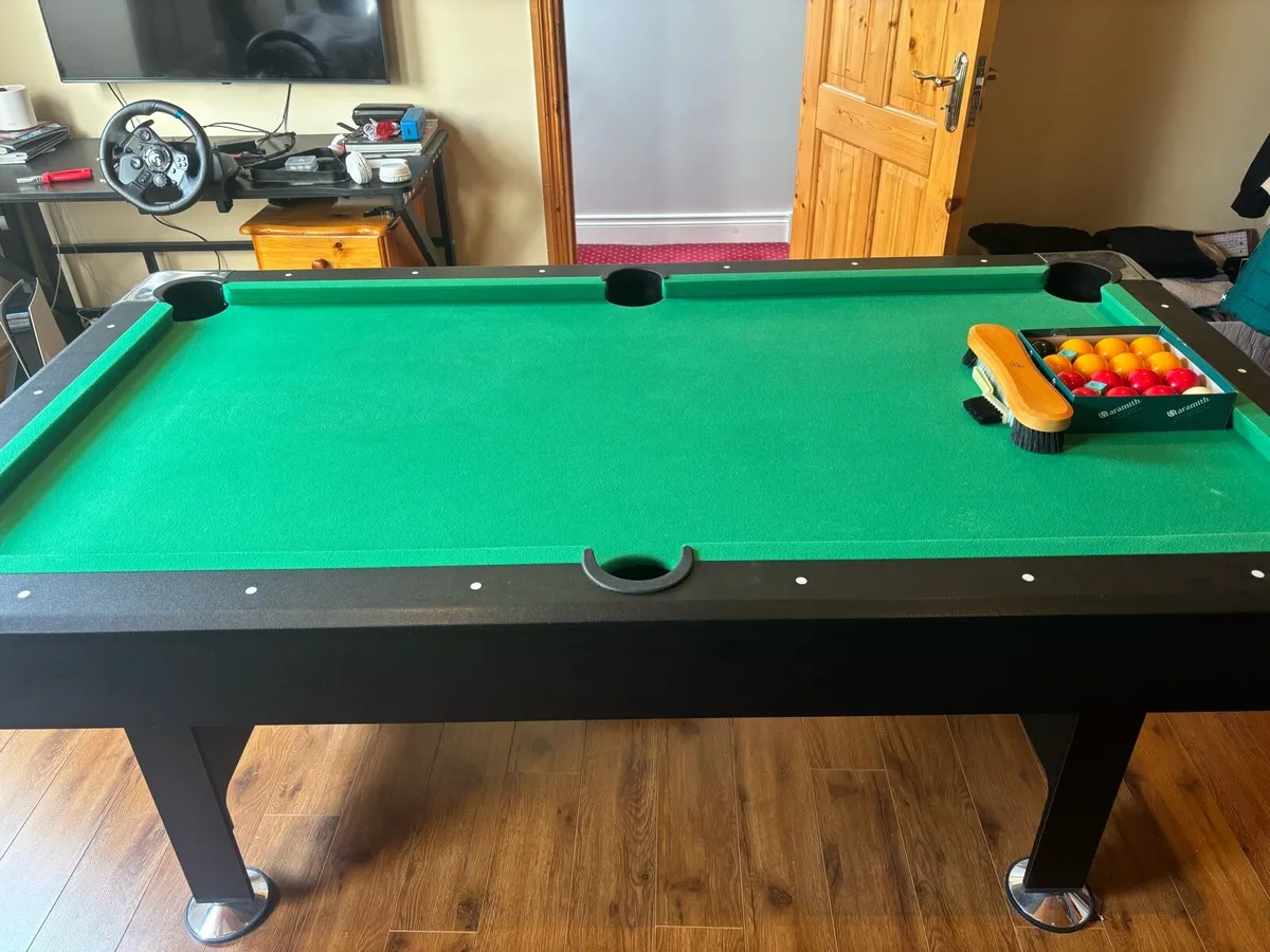 6ft x 3ft Pool table with cue and aramith balls - Image 2