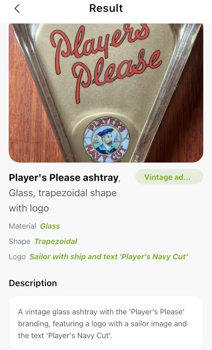 Pristine Collectible "Player's Please" Ashtray. - Image 4