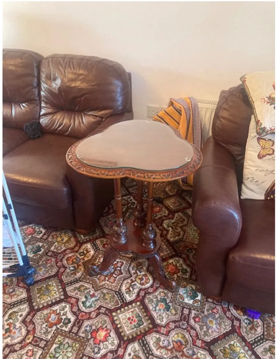 Shamrock-Shaped Occasional Table – Carved Border - Image 1