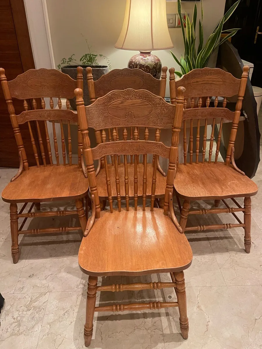 4 x Extremely Sturdy Wooden Kitchen Dining Chairs - Image 1