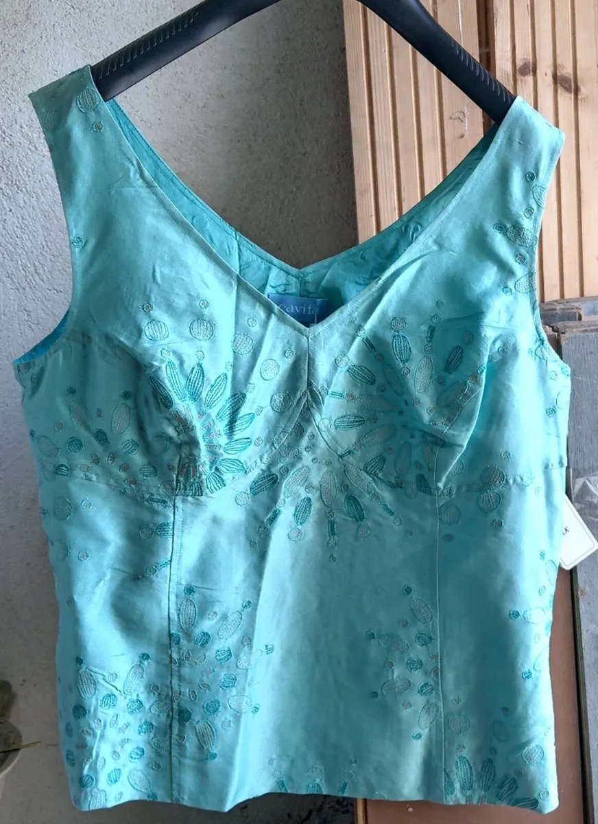 Cavita Blue Silk Top - Image 1