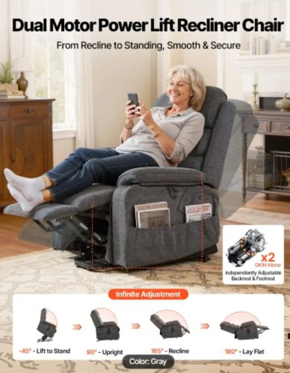 Power Lift Recliner Chair, Dual Motor, Medium - Image 4