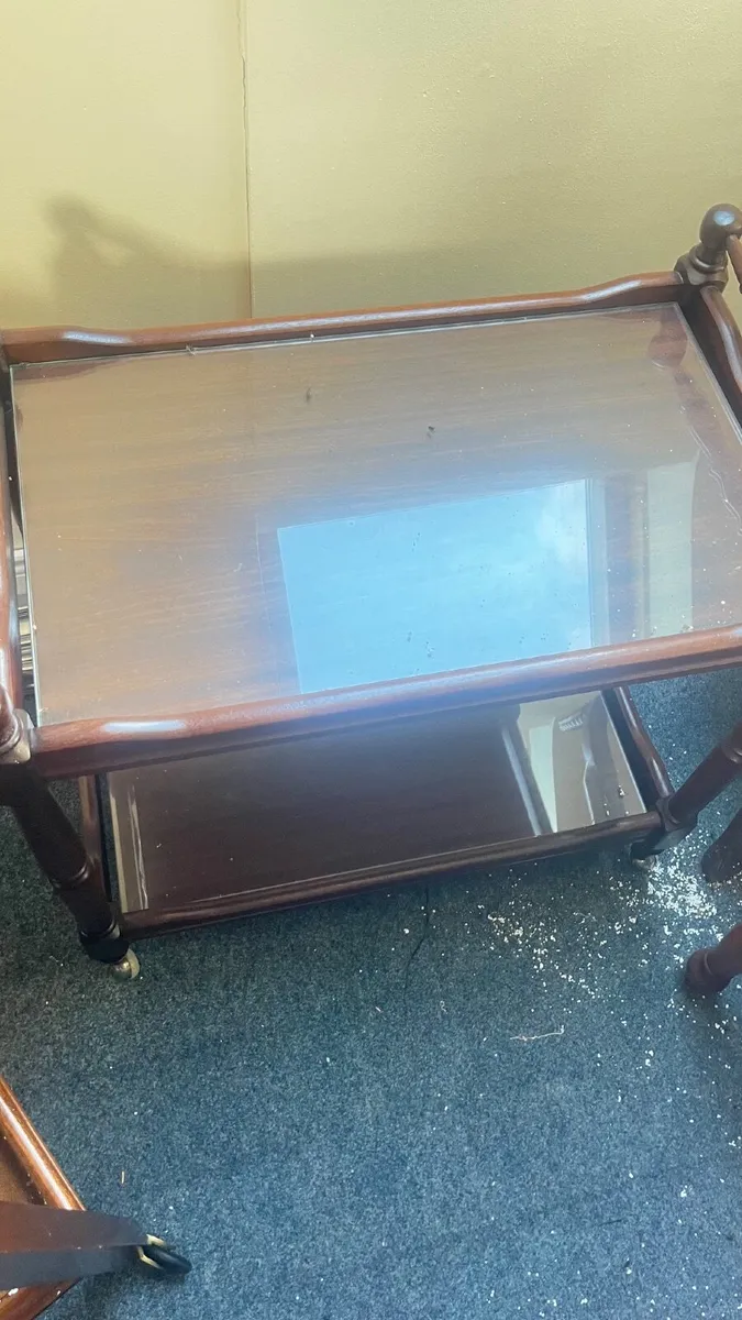 Mahogany Tea Trolley / Drinks Cart – Two-Tier, - Image 2