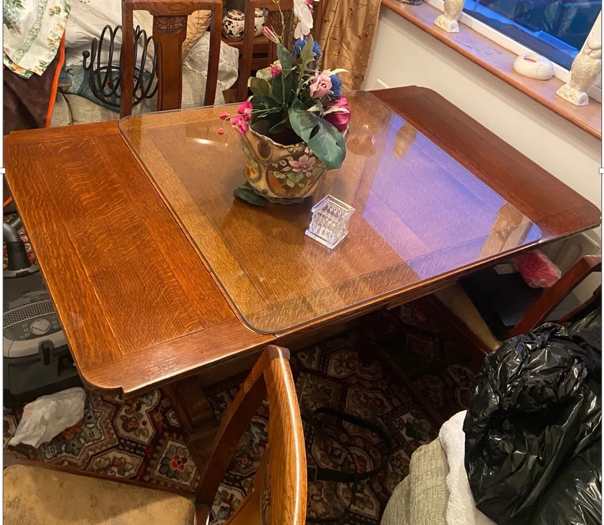 Oak Drop-Leaf Dining Table & Chairs – Solid Oak, - Image 3